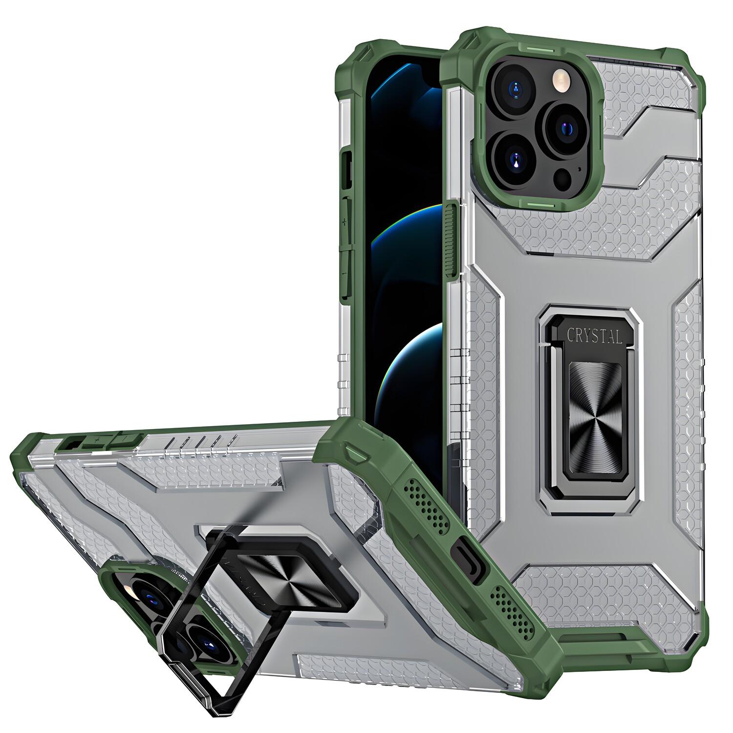 Custodia Crystal Ring Case per Apple iPhone 13 Pro Max - Žalia