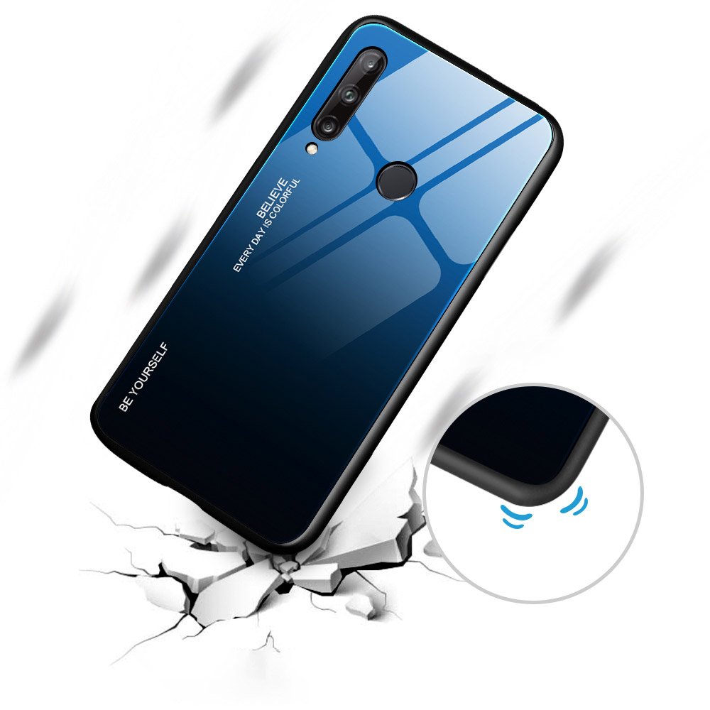 Custodia Gradient Glass per Huawei P40 Lite E - Blu/Rosa
