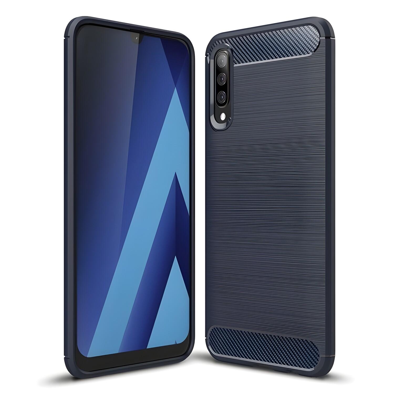 Custodia Carbon Shield TPU per Xiaomi Mi Note 10/Mi Note 10 Pro - Tamsiai mėlyna