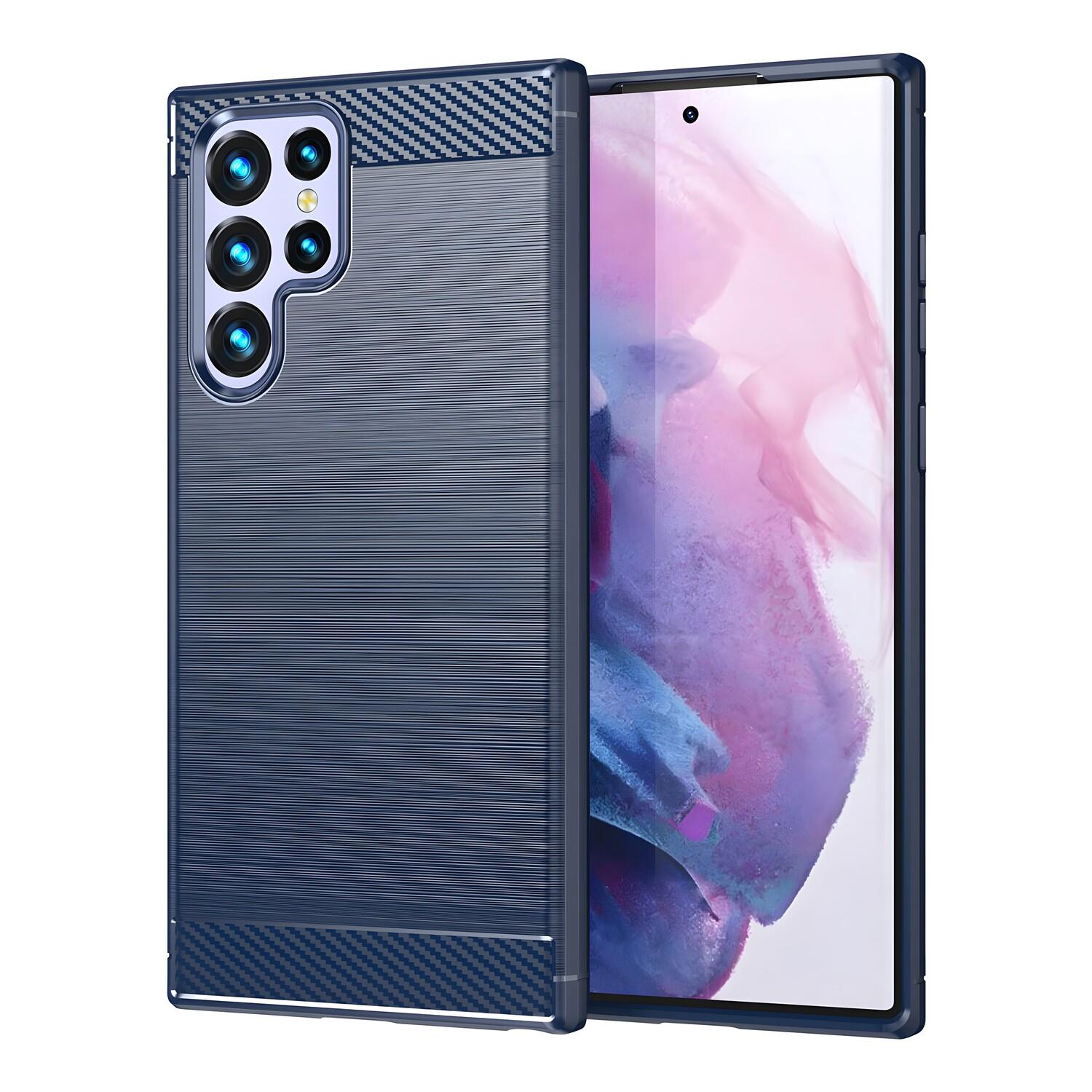 Custodia Carbon Shield TPU per Samsung Galaxy S23 Ultra - Mėlyna