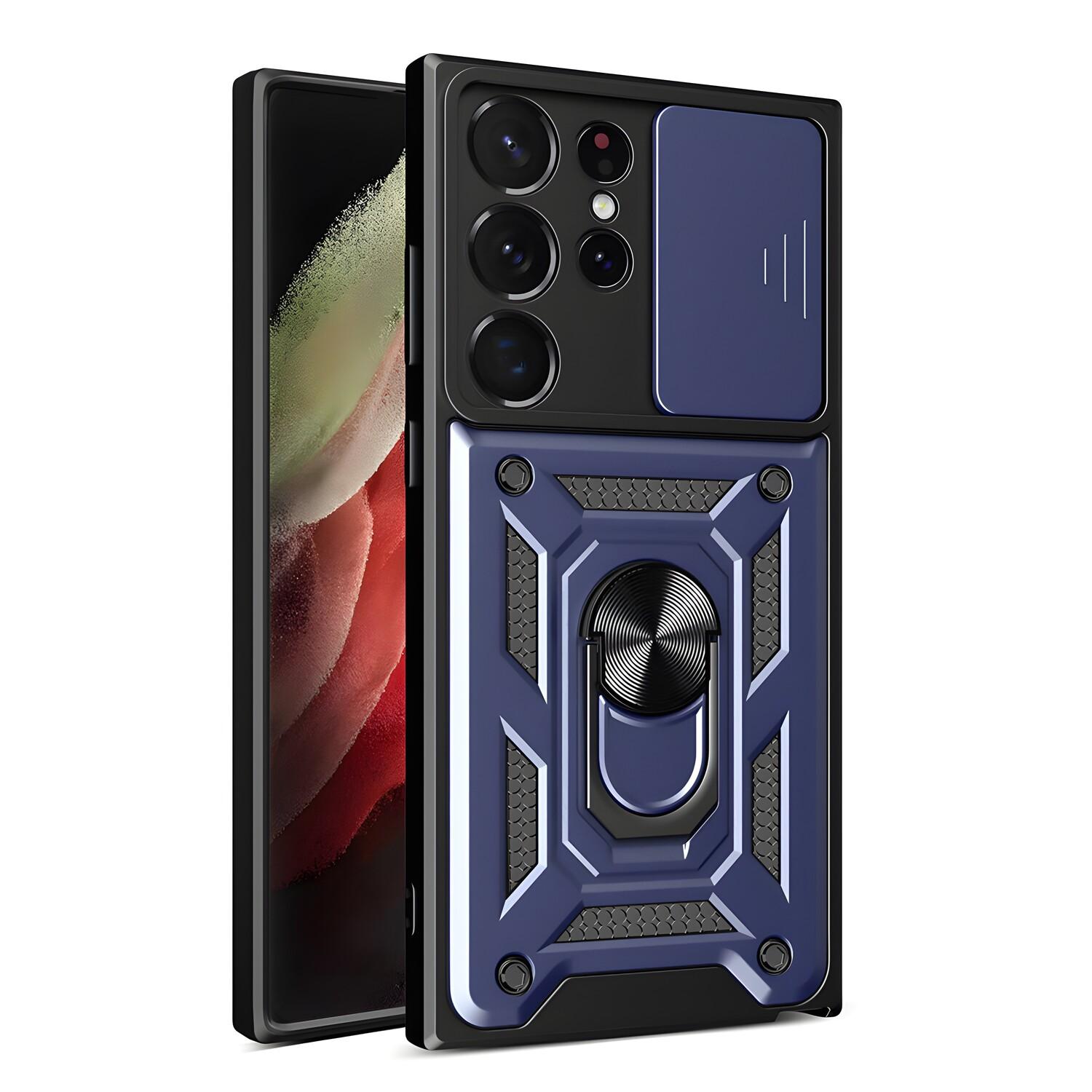 Custodia Hybrid Armor Camshield per Samsung Galaxy S23 Ultra - Tamsiai mėlyna