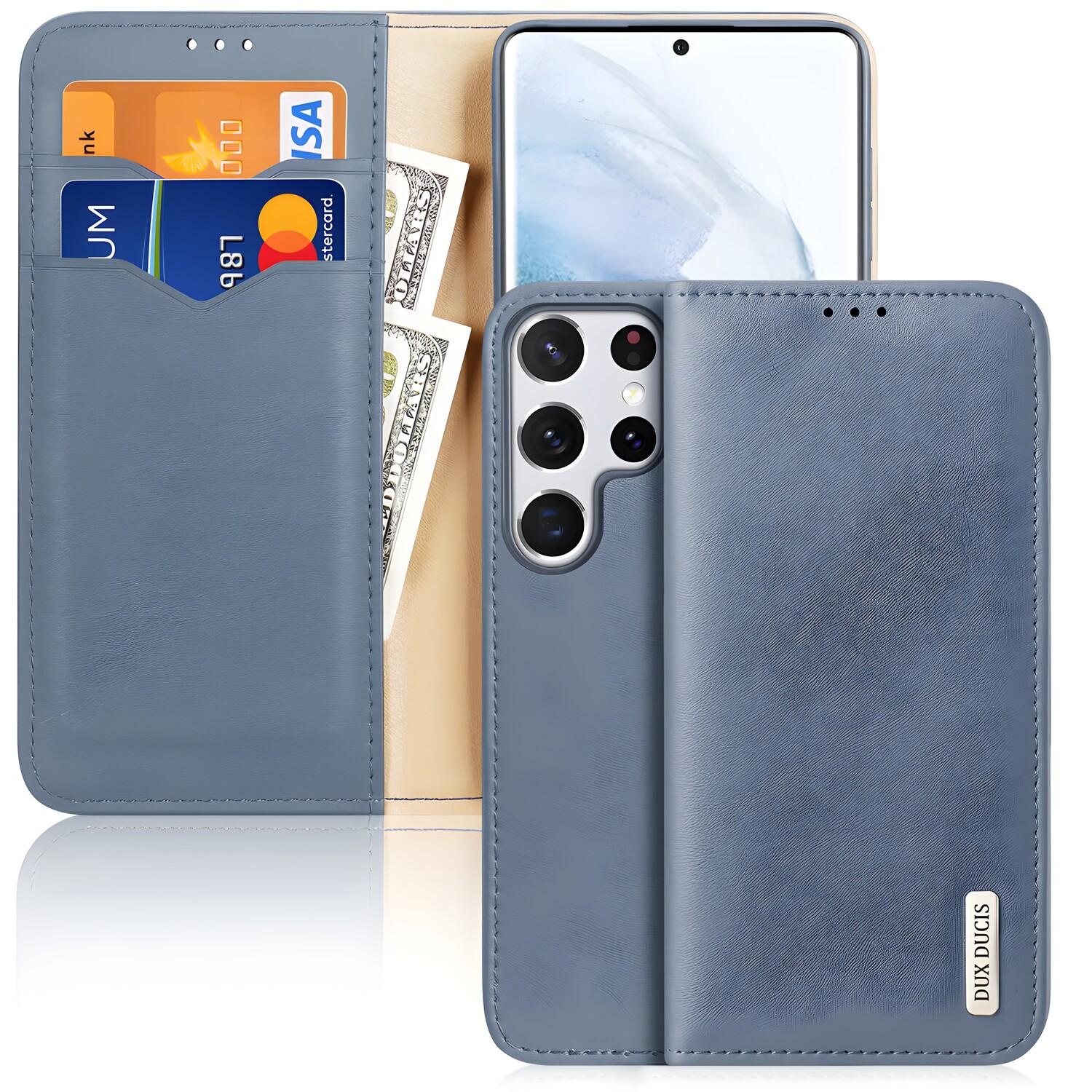 Custodia in pelle Dux Ducis Hivo per Samsung Galaxy S22 Ultra - Mėlyna
