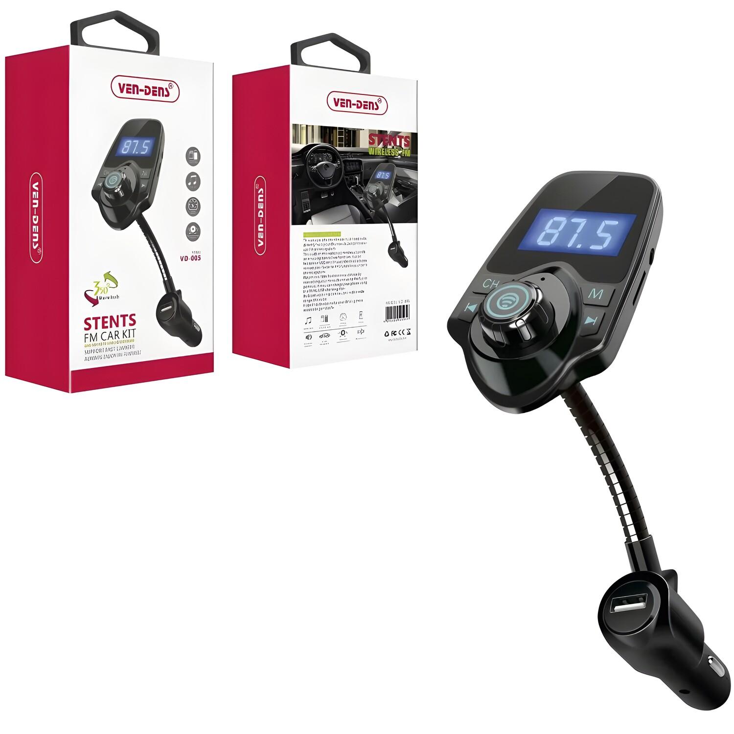 VEN - DENS Trasmettitore FM Bluetooth Kit Vivavoce - Nero