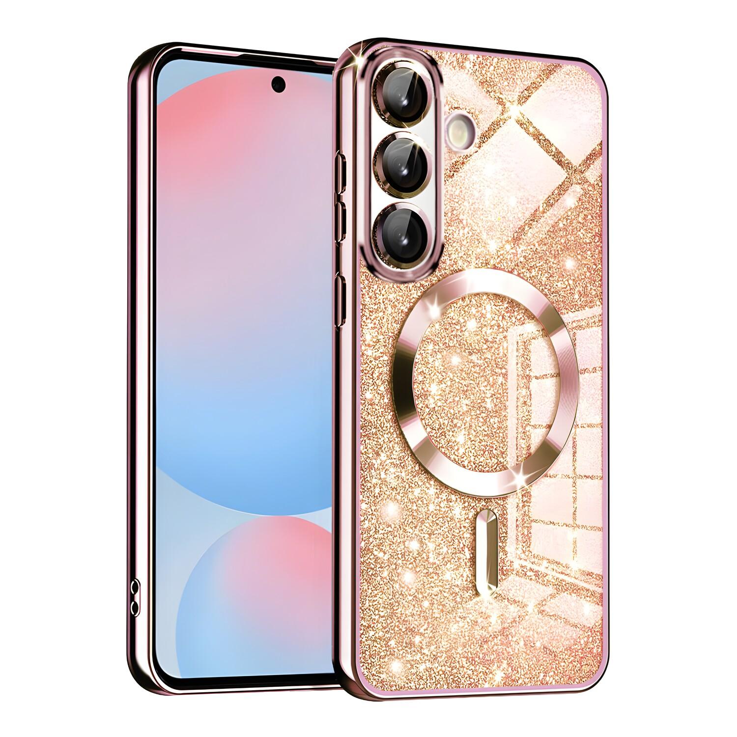 Techsuit Luxury Glitter MagSafe custodia per Samsung Galaxy A56 5G - Rosa Oro