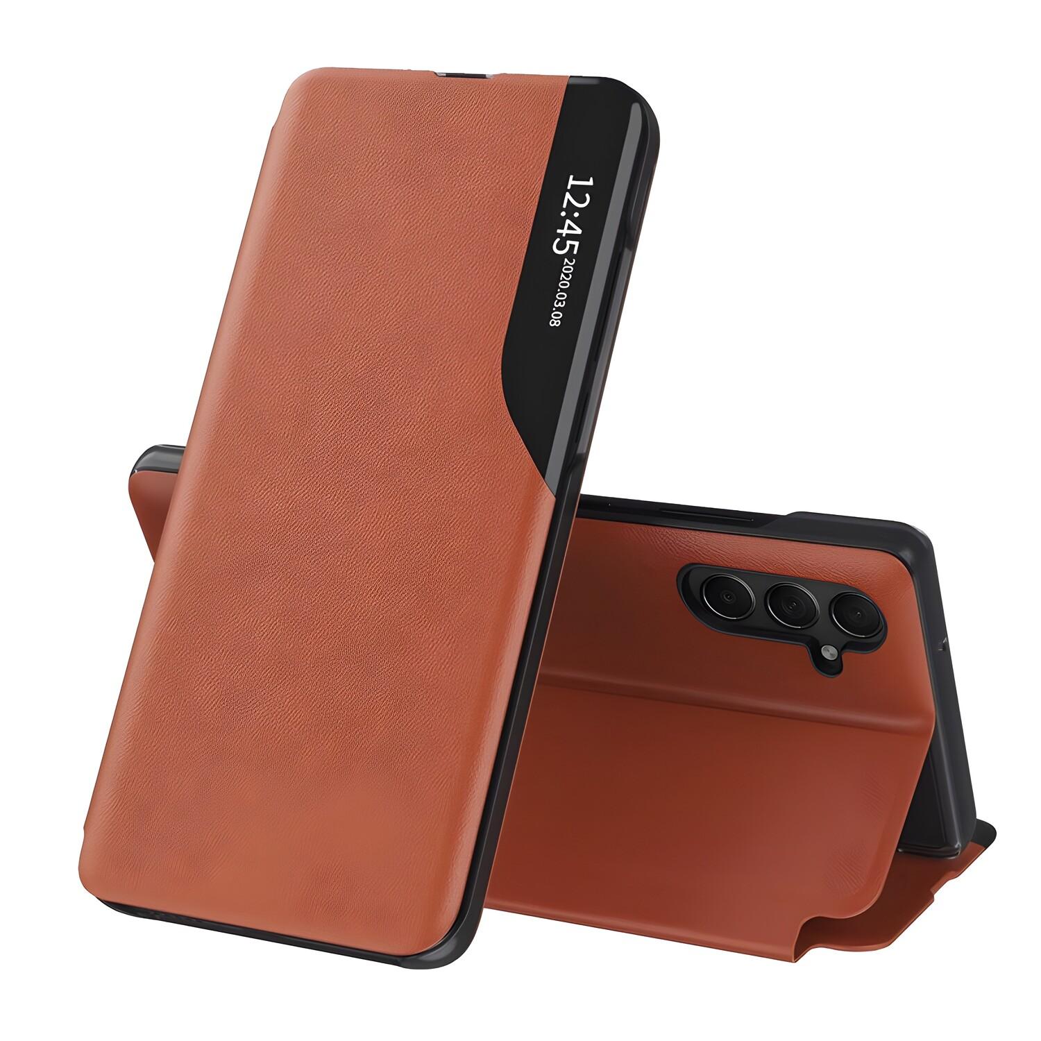 Custodia a libro elegante View Case per Samsung Galaxy A25 5G - Oranžinė