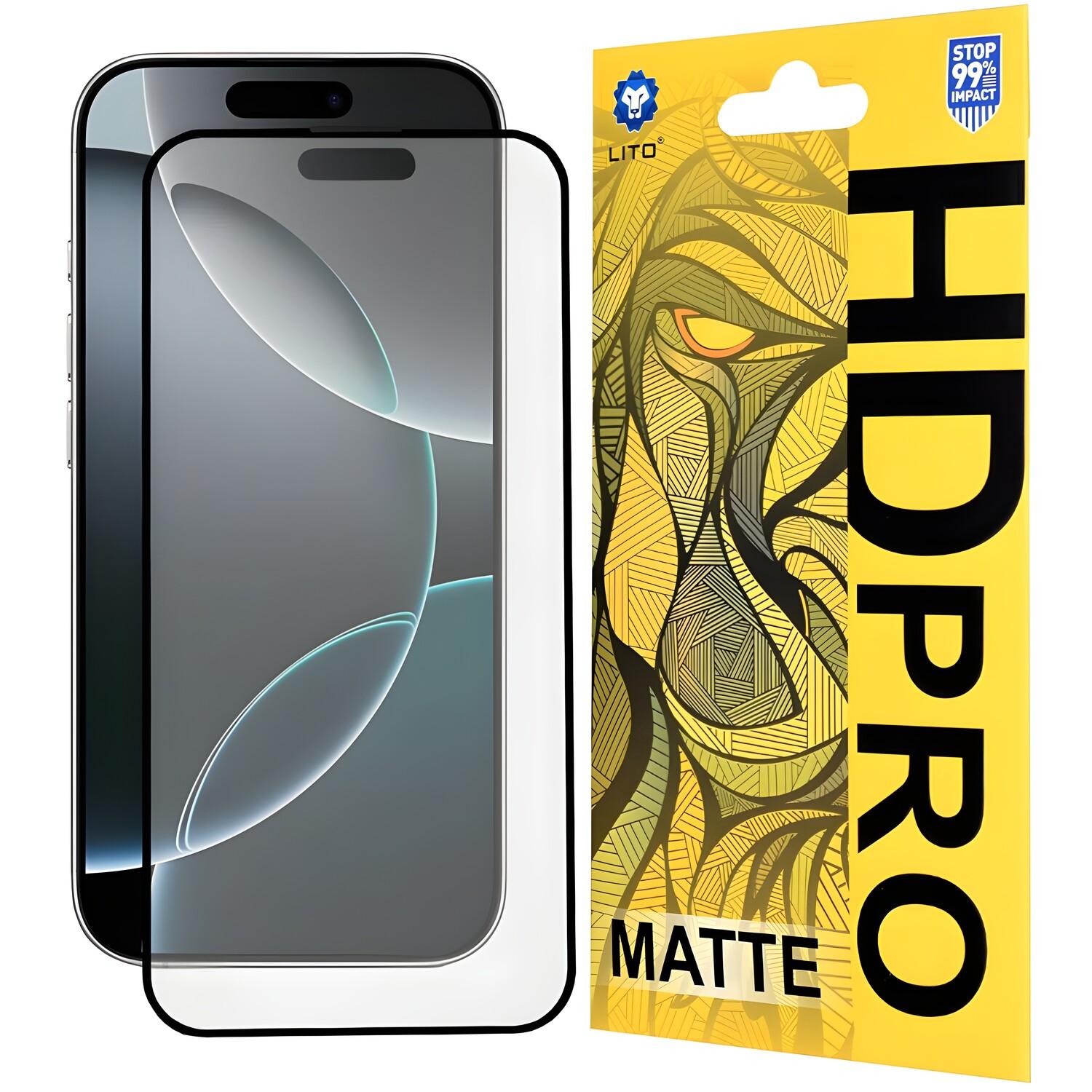 Lito HD Pro Matte vetro protettivo – iPhone 16 Pro – nero