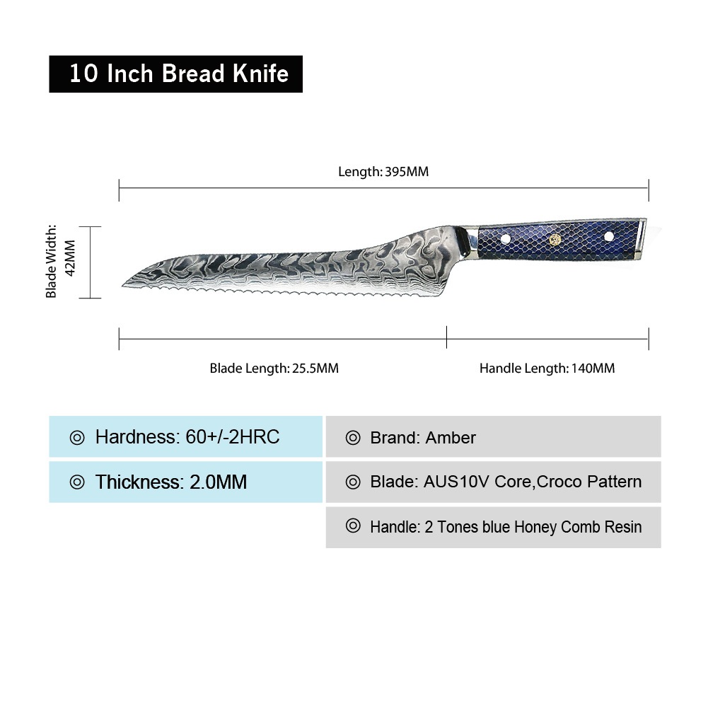 Coltello da cucina damascato YU-37420 - Slaughter / Blu