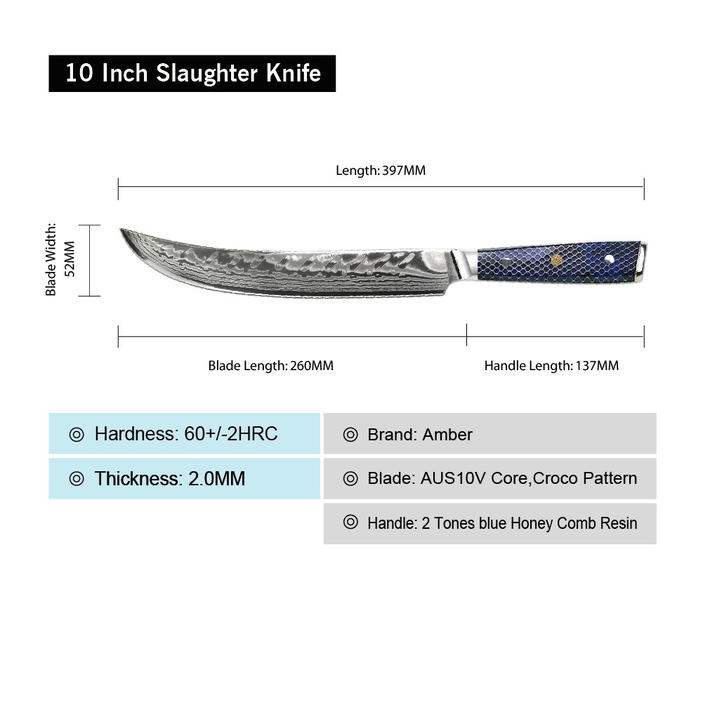 Coltello da cucina damascato YU-37420 - Slaughter / Blu