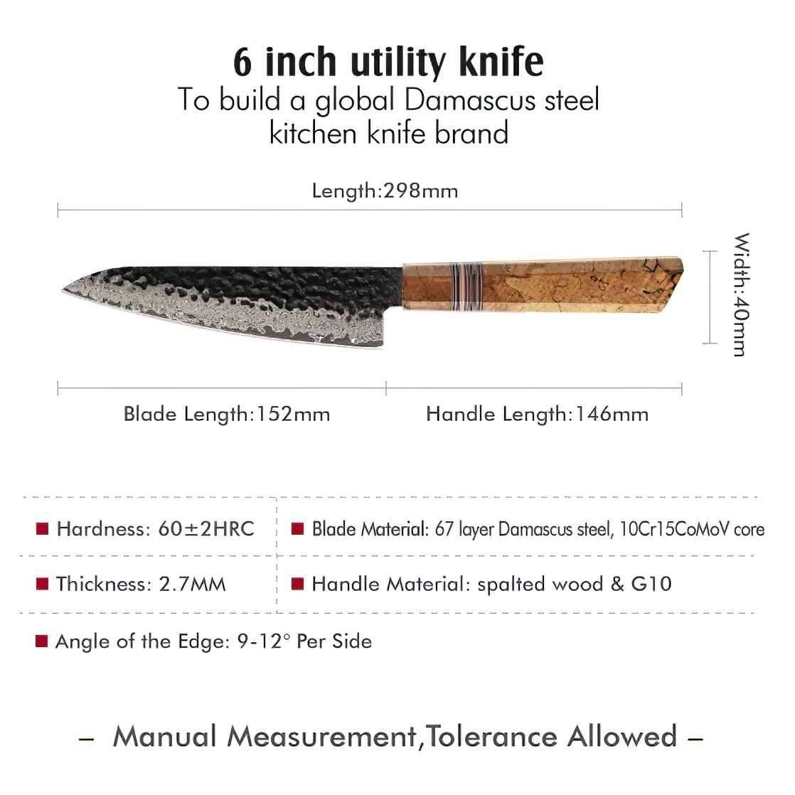 Coltello da cucina damascato ZE-37434 - Slicer / Marrone