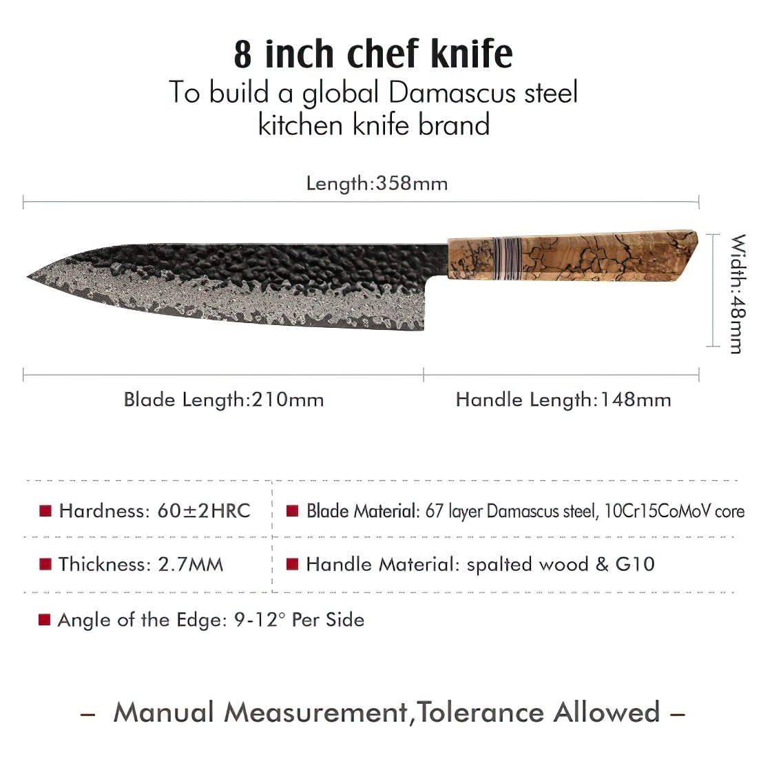 Coltello da cucina damascato ZE-37434 - Slicer / Marrone