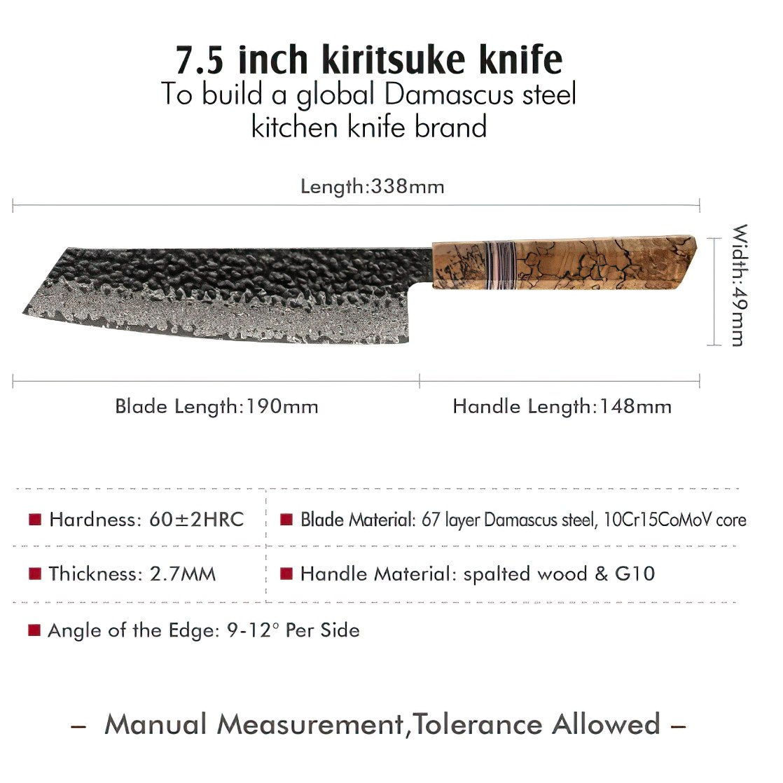 Coltello da cucina damascato ZE-37434 - Slicer / Marrone