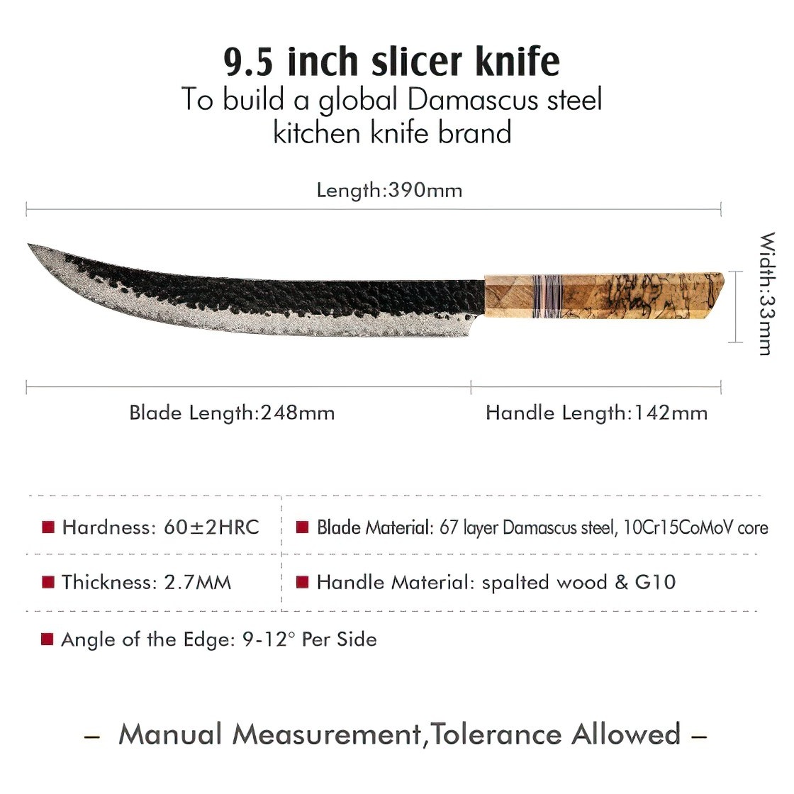 Coltello da cucina damascato ZE-37434 - Slicer / Marrone