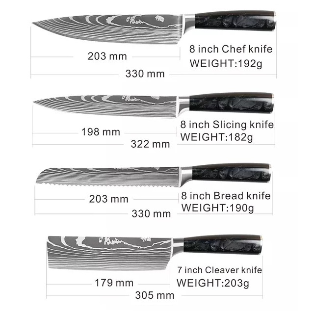 Coltello da cucina BL-29419 - Kiritsuke / Nero / Marrone