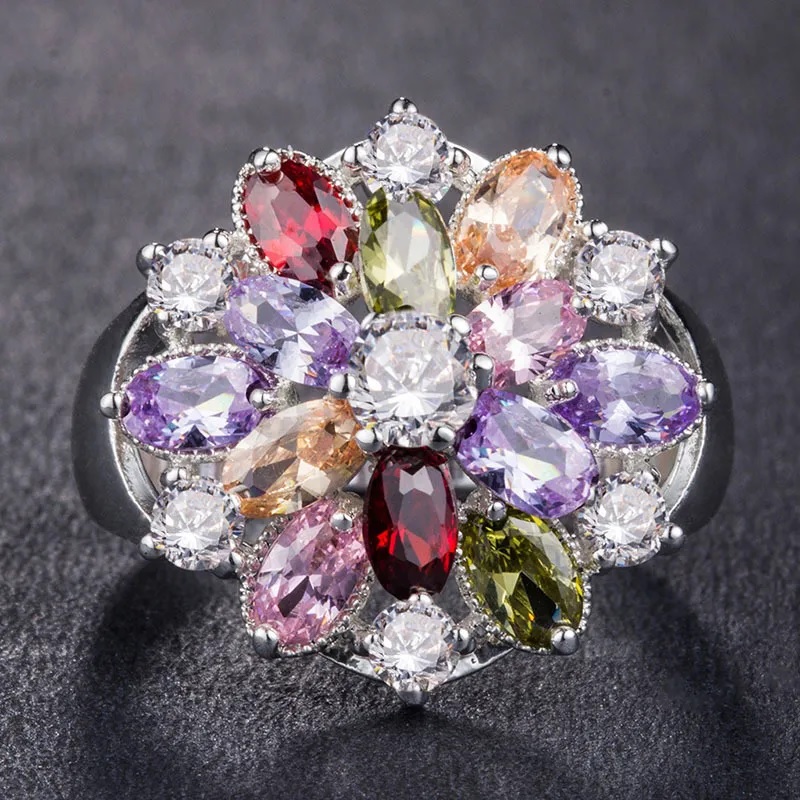 Anello GL-29917 - Argento / Multicolore / 57mm