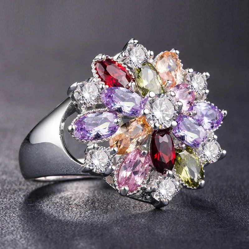 Anello GL-29917 - Argento / Multicolore / 57mm