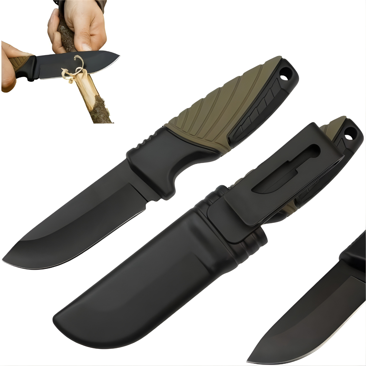 Coltello Outdoor CHB - 41021 - Nero / Verde / Tipo3