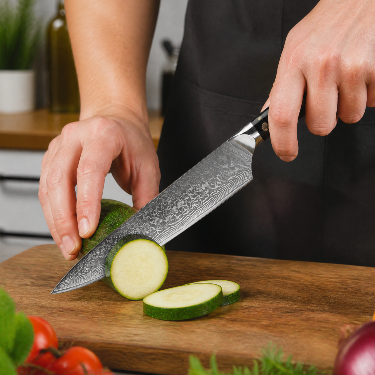 Coltello da cucina damascato KX-42115 - Universale / Nero