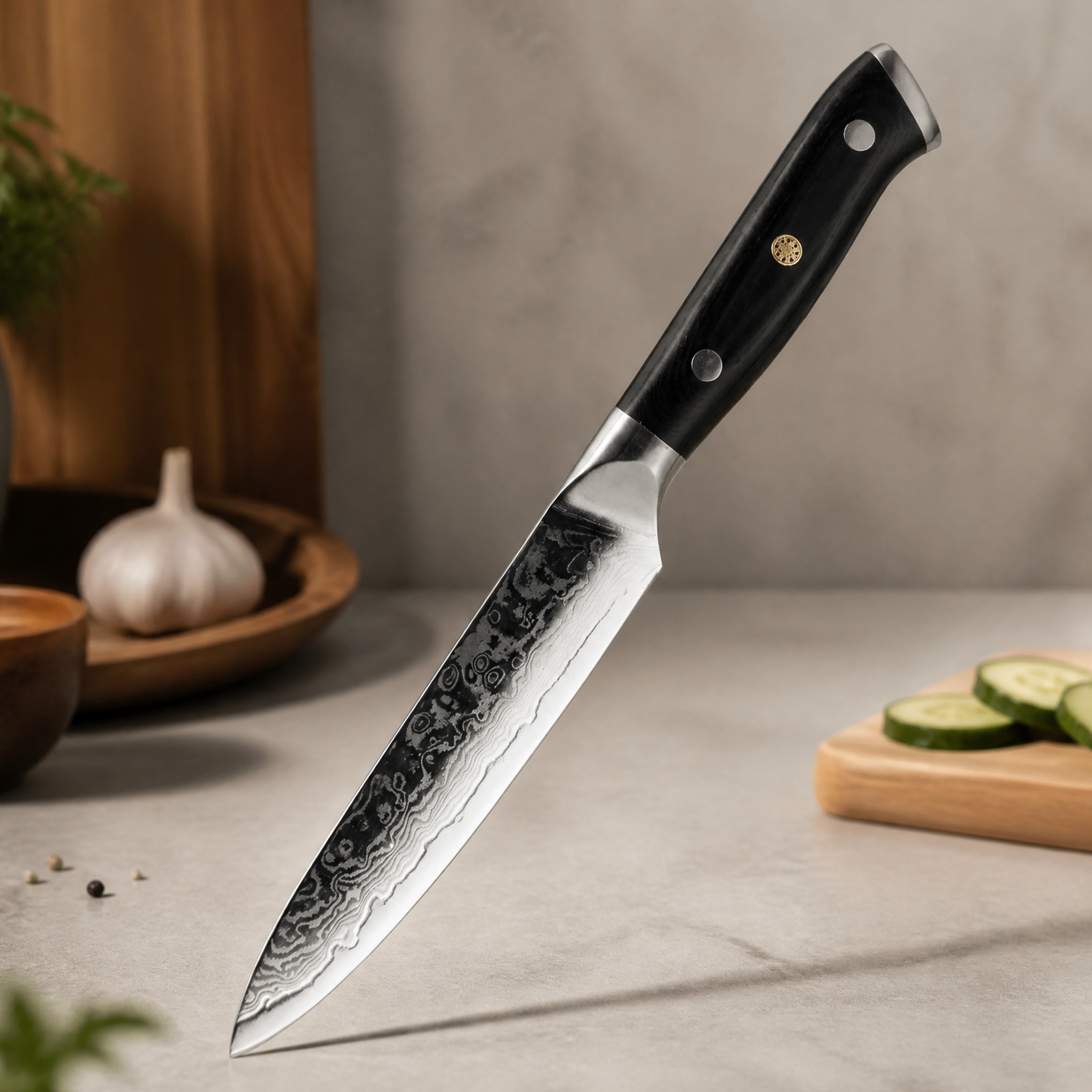 Coltello da cucina damascato KX-42115 - Universale / Nero