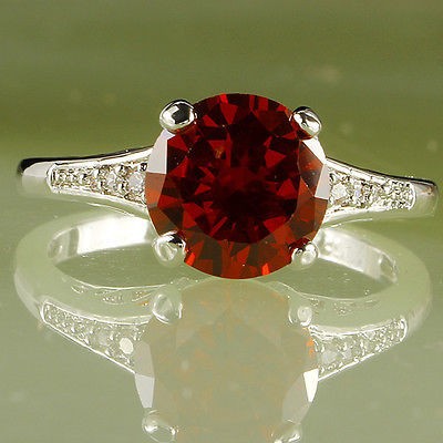 Anello CO-1218 - Argento / Rosso / 57mm