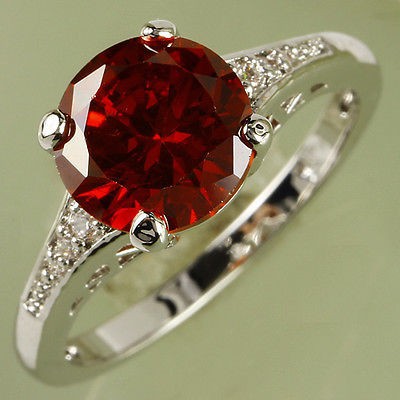 Anello CO-1218 - Argento / Rosso / 57mm