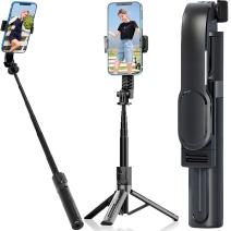 Bastone per selfie con treppiede e telecomando Bluetooth MW - 40858 - Nero