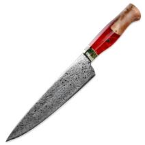 Coltello da cucina damascato SA-20109 - Chef / Rosso