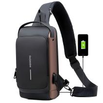 Borsa a tracolla con ricarica USB antifurto - Nera / Marrone